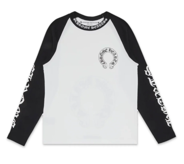 Men's Chrome Hearts Horseshoe Baseball Shirt White/Black/Blue