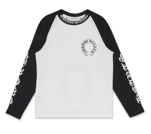 Men's Chrome Hearts Horseshoe Baseball Shirt White/Black/Blue