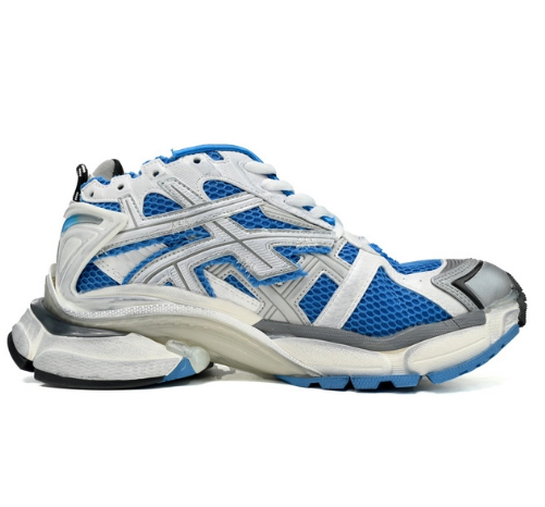 Men's Balenciaga Runner Sneaker in white and blue
