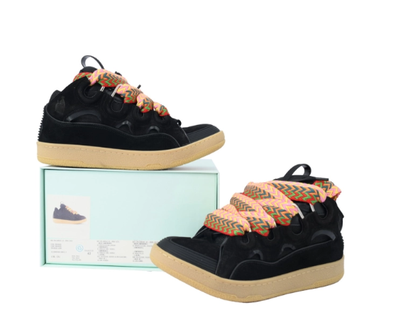 Women's/Men's Lanvin Leather Curb Black Sneakers