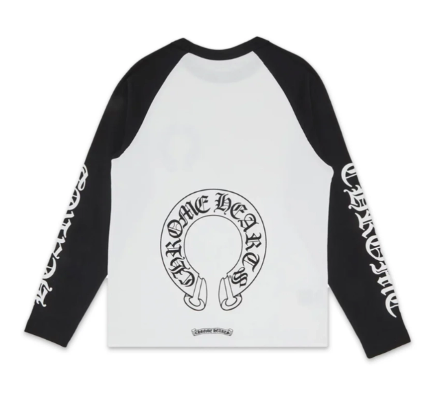 Men's Chrome Hearts Horseshoe Baseball Shirt White/Black/Blue